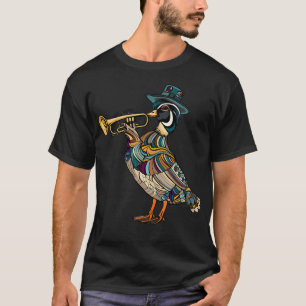 Camiseta Pato de Madeira Tocando Trompete
