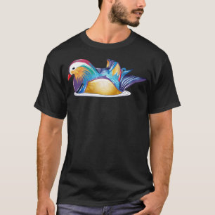 Camiseta Pato de mandarina desenhado à mão na arte animal