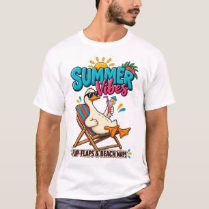 Camiseta Pato de Vibrações de Verão – Chinelos e Sonecas na