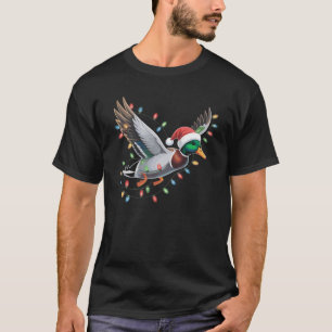 Camiseta Pato do Papai Noel Voador Luzes de Natal Temporada