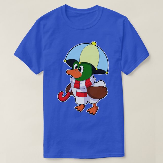 Camiseta Pato em chuva com guarda-chuva 2 (Frente do Design)