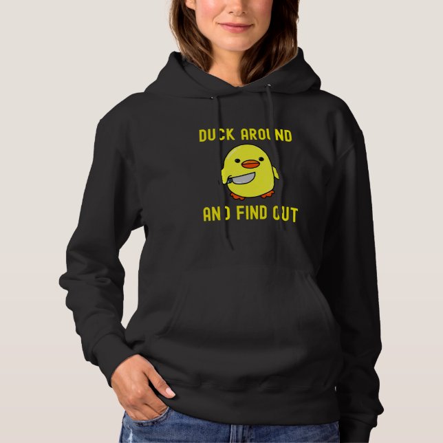 Camiseta Pato em Volta e Descobre   Memes de Pato com Faca (Frente)