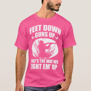 Camiseta Pato Engraçado Caçando Pés Abaixo Armas Caçadores