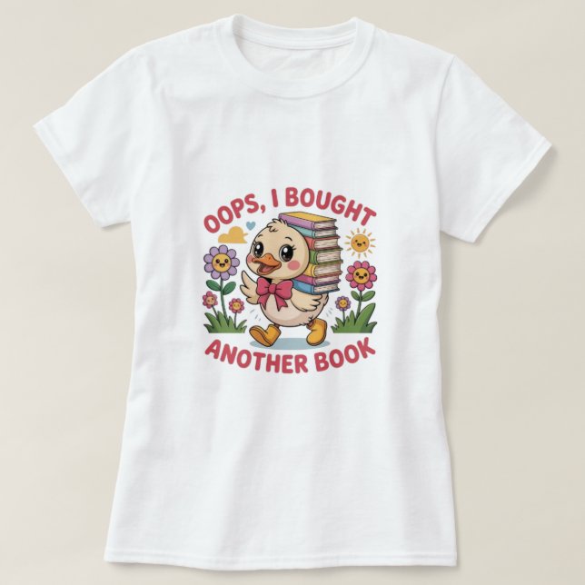 Camiseta Pato Engraçado com Livros – Presente para Amantes  (Frente do Design)