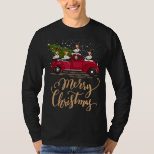 Camiseta Pato Engraçado Conduzindo Árvore de Natal Pato Ver