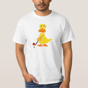 Camiseta Pato engraçado que joga a arte do primitivo do