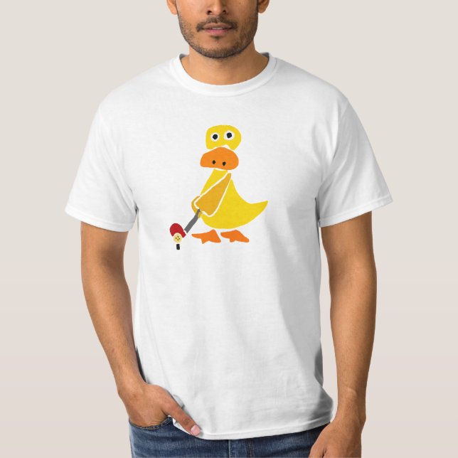 Camiseta Pato engraçado que joga a arte do primitivo do (Frente)
