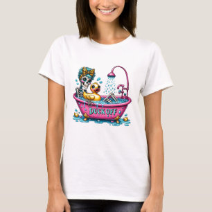 Camiseta Pato Esqueleto Sarcástico Engraçado Fora da Banhei