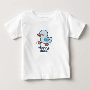 Camiseta Pato Feliz Crianças Fofo Minimalista Escandinavo
