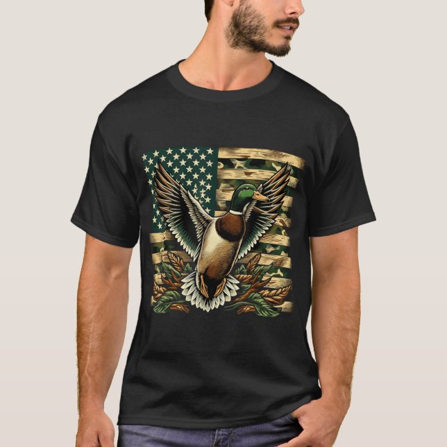 Camiseta Pato Hunter - Bandeira Americana (Frente)