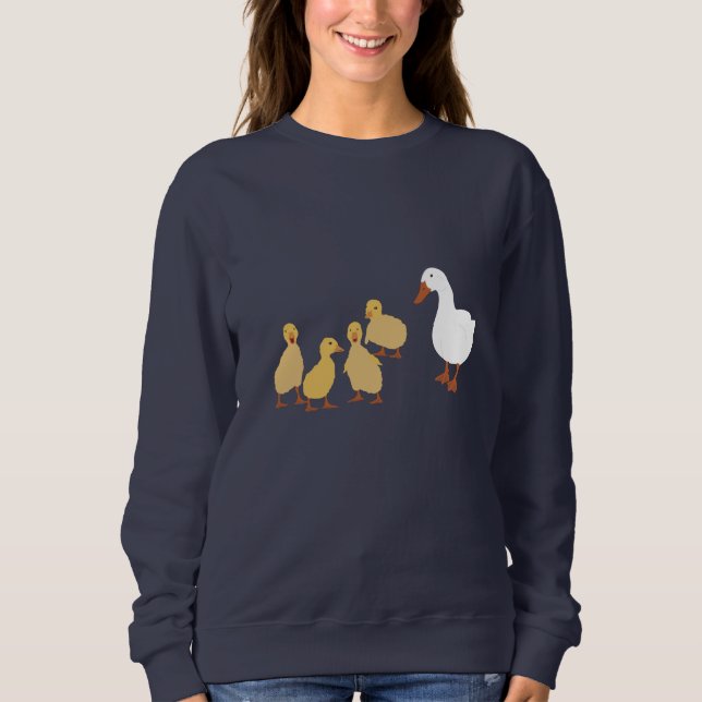 Camiseta Pato-Mãe Bonito e Patos-Bebê (Frente)