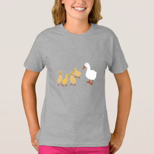 Camiseta Pato-Mãe Bonito e Patos-Bebê