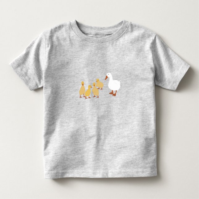 Camiseta Pato-Mãe Bonito e Patos-Bebê (Frente)