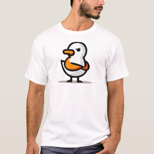 Camiseta Pato Mal-Humorado Mascote Minimalista de Desenho A