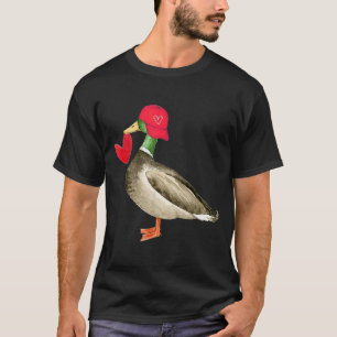 Camiseta Pato Mallard do Dia dos Namorados Retro Groovy Cor