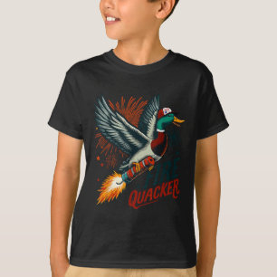Camiseta Pato-Mallard Patriótico de Foguete de 4 de Julho