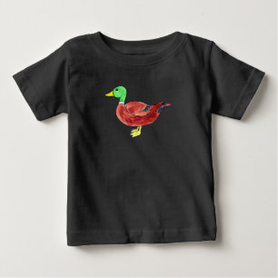 Camiseta Pato-Marreco com Cabeça Verde em Aquarela