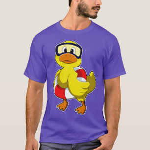 Camiseta Pato na Natação com Óculos de Natação de Boia