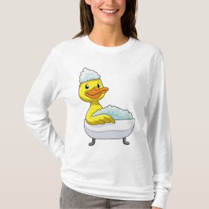 Camiseta Pato no banho com banheira e espuma