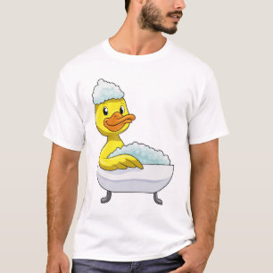 Camiseta Pato no banho com banheira e espuma