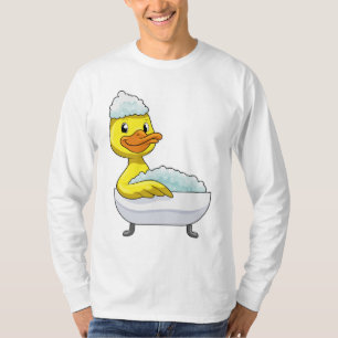Camiseta Pato no banho com banheira e espuma