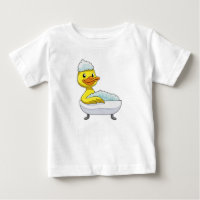 Pato no banho com banheira e espuma