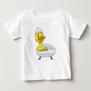 Camiseta Pato no banho com banheira e espuma