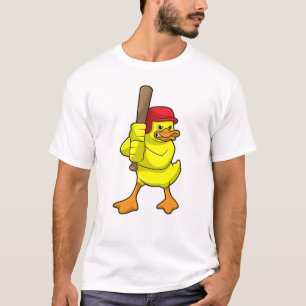 Camiseta Pato no Baseball com bastão e Boné de beisebol