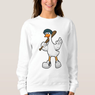 Camiseta Pato no Baseball com raquete de baseball e capacet