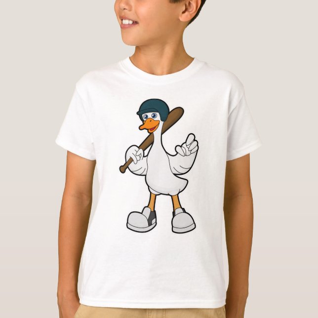 Camiseta Pato no Baseball com raquete de baseball e capacet (Frente)