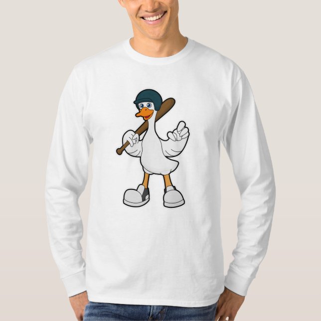 Camiseta Pato no Baseball com raquete de baseball e capacet (Frente)