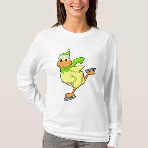 Camiseta Pato no gelo patinando com skates de gelo