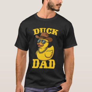 Camiseta Pato Pai Funny Rubber Ducky Cowboy Homens Borracha
