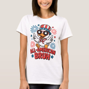 Camiseta Pato Patriótico Americano Maneiro 4 de Julho