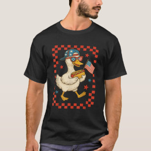 Camiseta Pato Patriótico com Cachorro Quente e Bandeira Eng