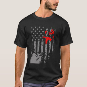 Camiseta Pato Patriótico de Bandeira Americano Caçando Aves