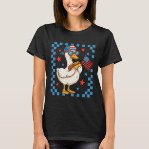 Camiseta Pato Patriótico Engraçado Bandeira Dos EUA Cachorr