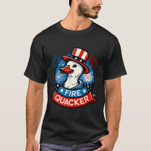 Camiseta Pato Patriótico Engraçado do Dia 4 de Julho Fire Q
