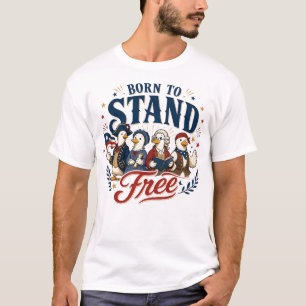 Camiseta Pato Patriótico Gráfico de Liberdade Vintage