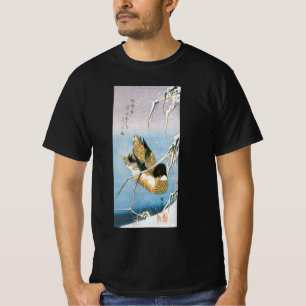 Camiseta Pato Selvagem Nadando entre Caneiros Coberto de Ne