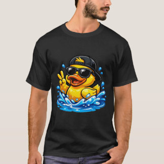 Camiseta Pato Surfista de Óculos de Sol e Boné