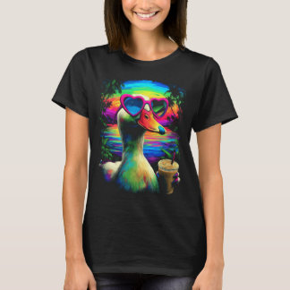 Camiseta Pato Trocal com Sungles Café Gelado Praia Verão