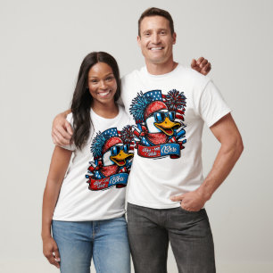 Camiseta Pato Vermelho Branco e Azul