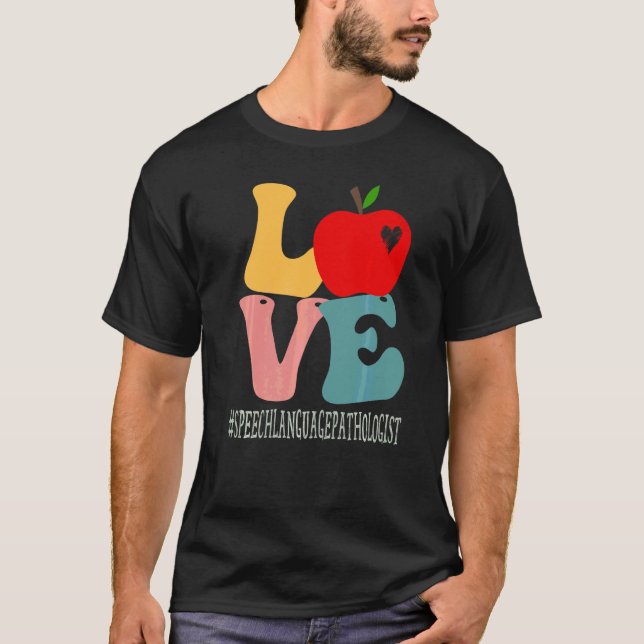Camiseta Patologista da Fala e Linguagem Ama Maçã Groovy de (Frente)