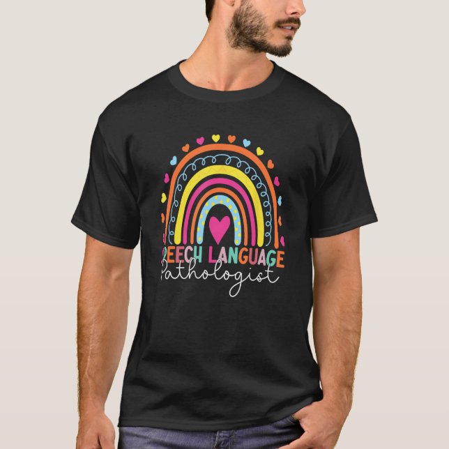 Camiseta Patologista da Língua de Discurso Arco-Íris de Ter (Frente)