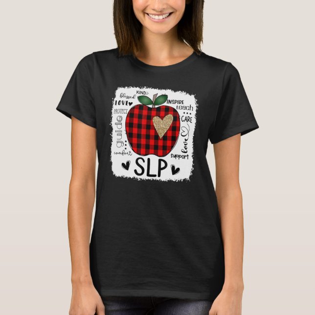 Camiseta Patologista da Língua de Discurso Typografia Apple (Frente)