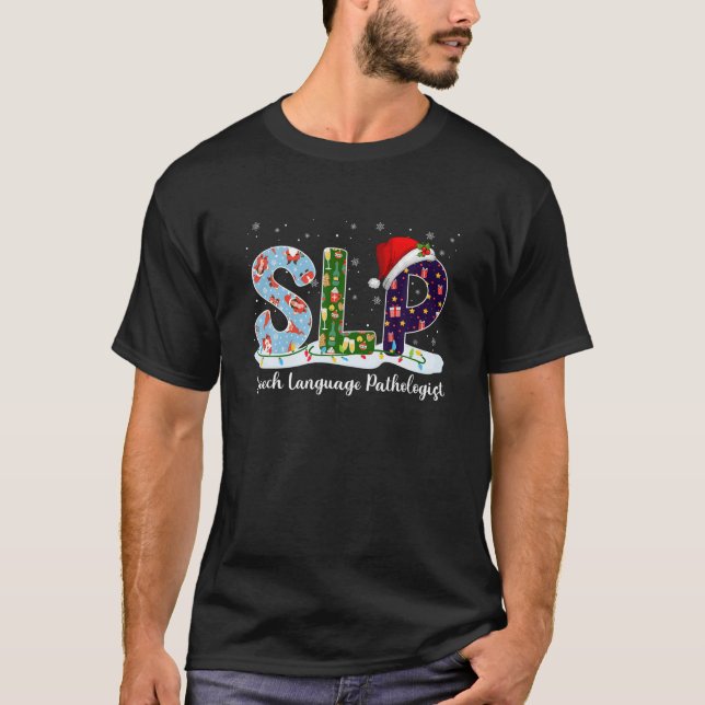 Camiseta Patologista de Língua do Discurso SLP Papai noel N (Frente)