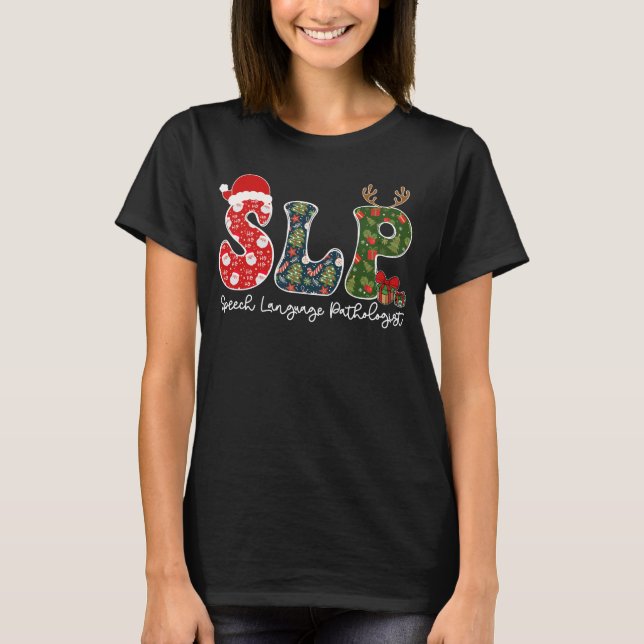 Camiseta Patologista do idioma falante Natal SLP Xmas (Frente)