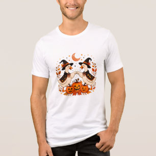 Camiseta Patos de Bruxa Fofos Choque de Punho Halloween Abó