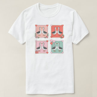 Camiseta Patos Gansos Românticos Fofos Casal Dia dos Namora